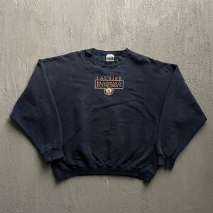 Vintage Laurier Business Economics Sweatshirt Mens X-Large Navy 90s Tultex